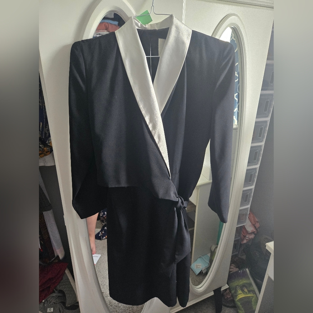 Bahari Black and White Wrap Blazer
